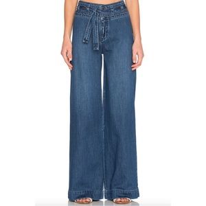 Free People Augusta Belted Flare Wide Leg High Rise Jeans Women's Size 26